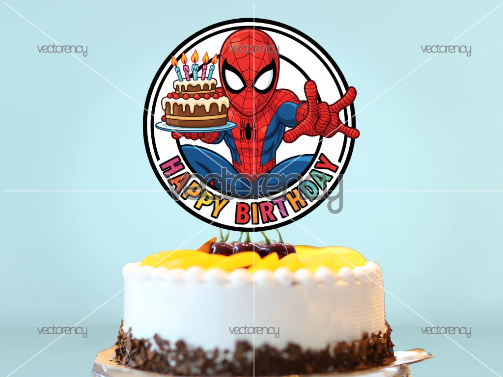 Spiderman Birthday Cake Topper Download PNG