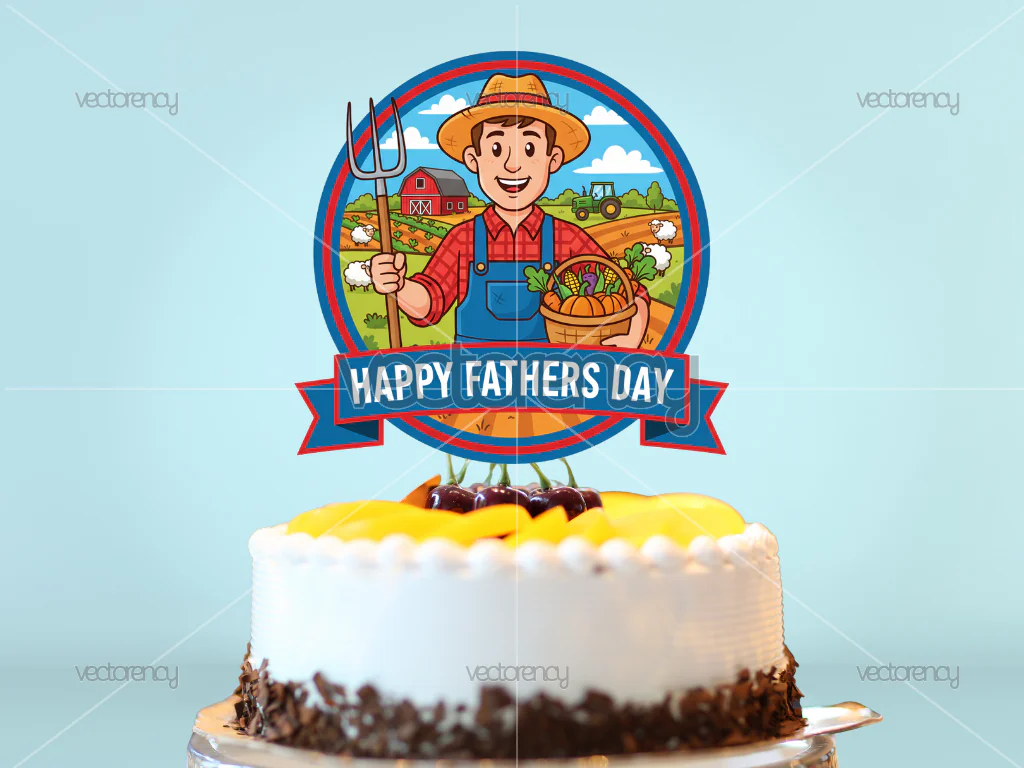 Farmer Happy Fathers Day PNG Cake Topper