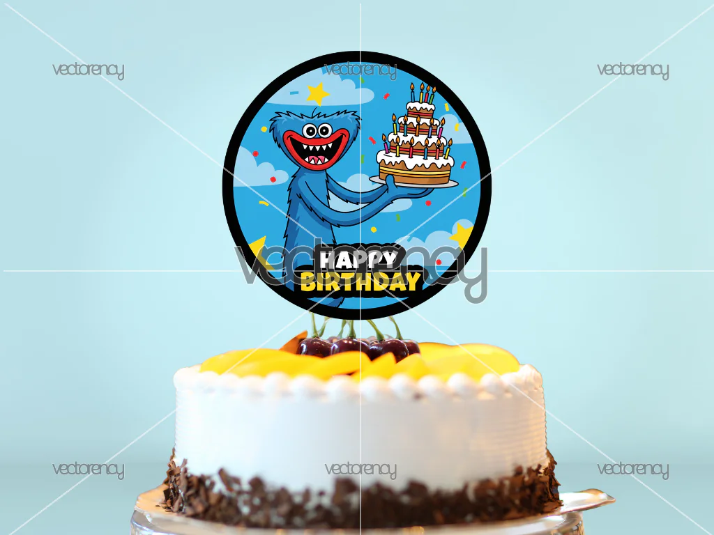 Huggy Wuggy Cupcake Topper Download PNG