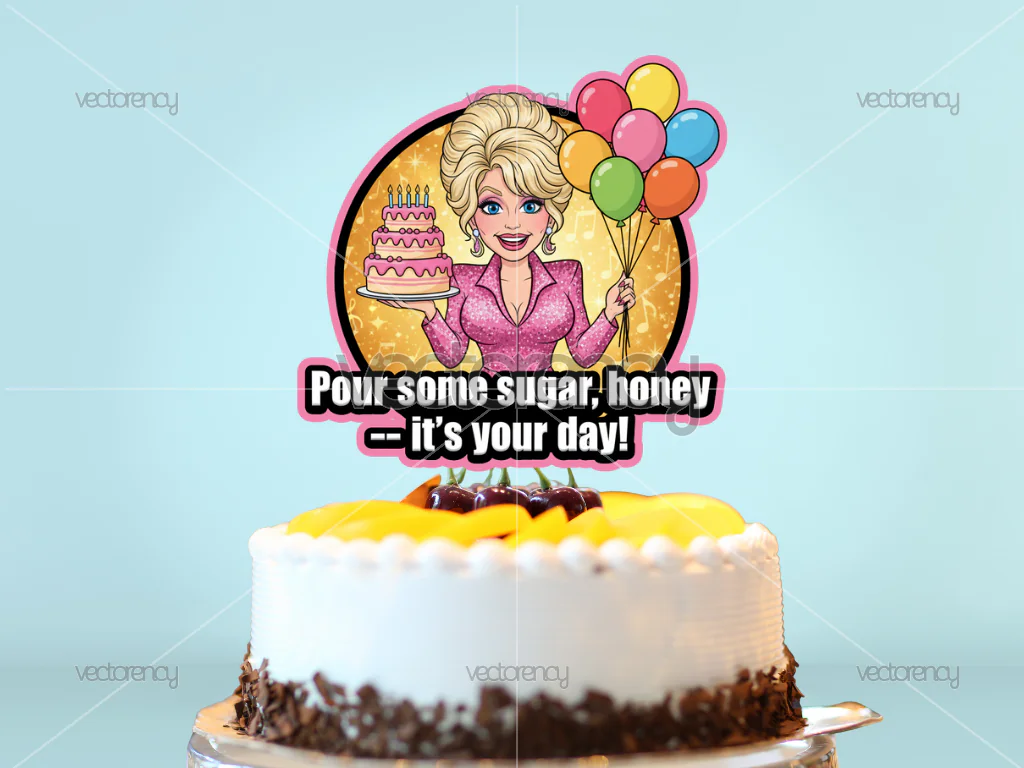 Dolly Parton Birthday Cake Topper PNG Download