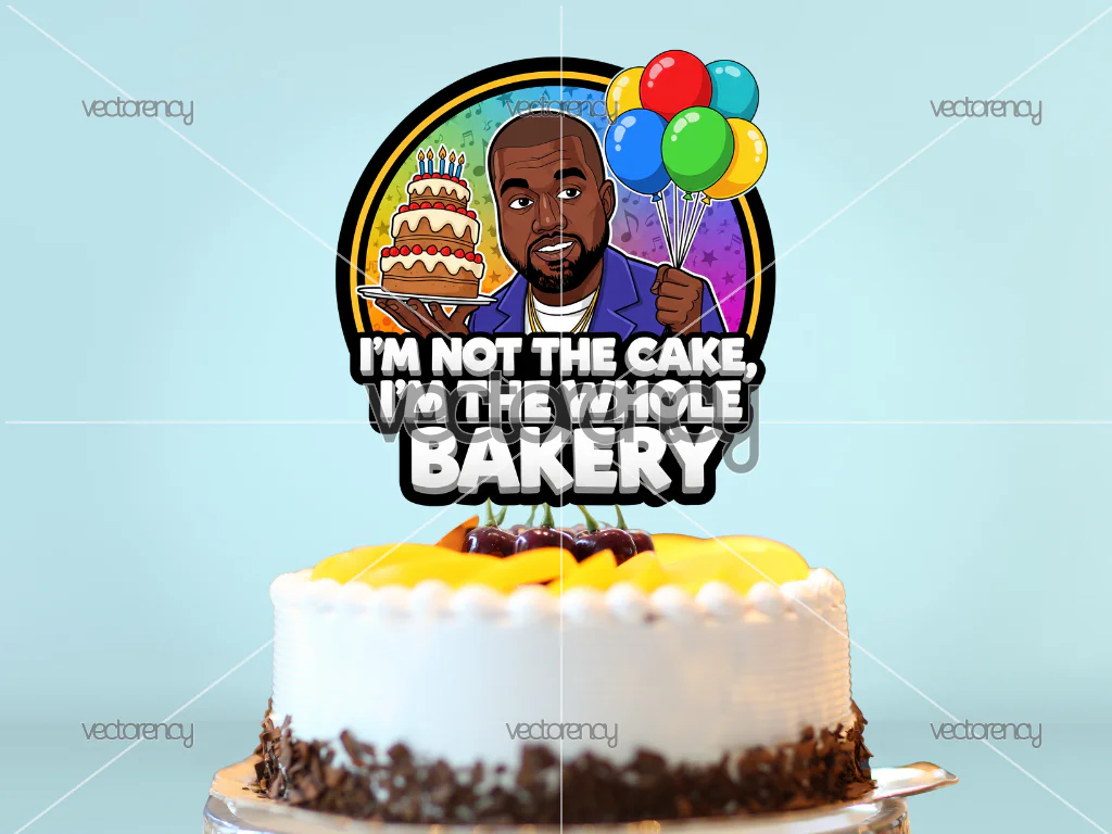 Kanye West Card Birthday Cake Topper Funny, PNG Printable