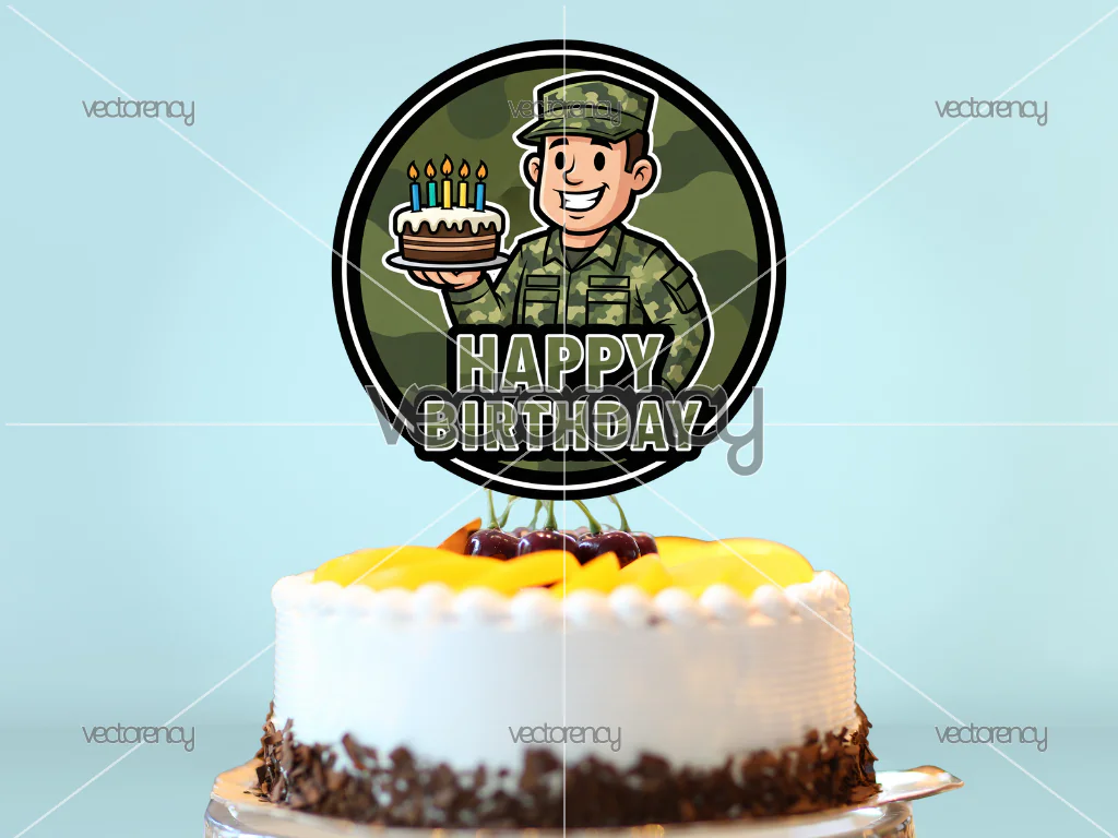 Army Cake Topper Birthday Design Veteran PNG