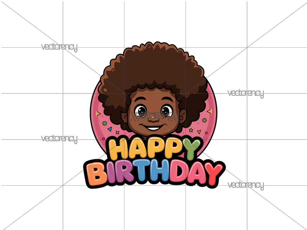 Cute Afro Kids Cake Topper PNG