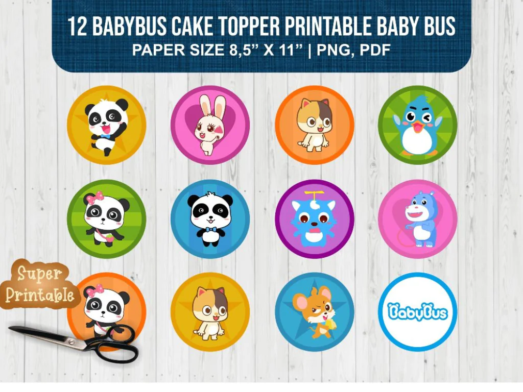 12 BabyBus Cake Topper Printable Baby Bus | Vectorency