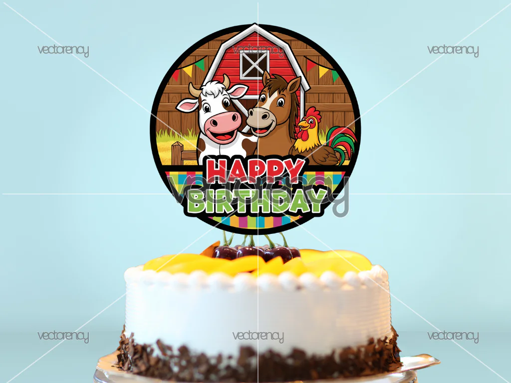 Barn Farm Cow Cake Topper Design Download
