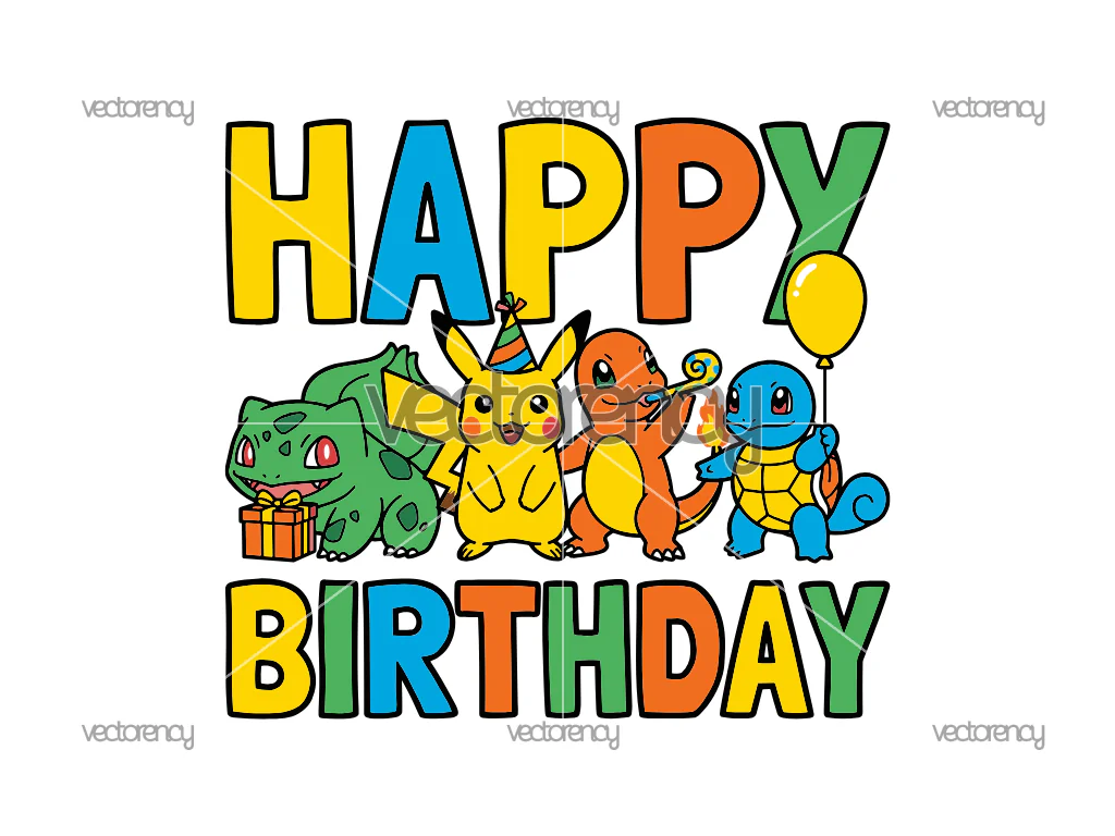 Pokémon Happy Birthday Vector PNG Design Image