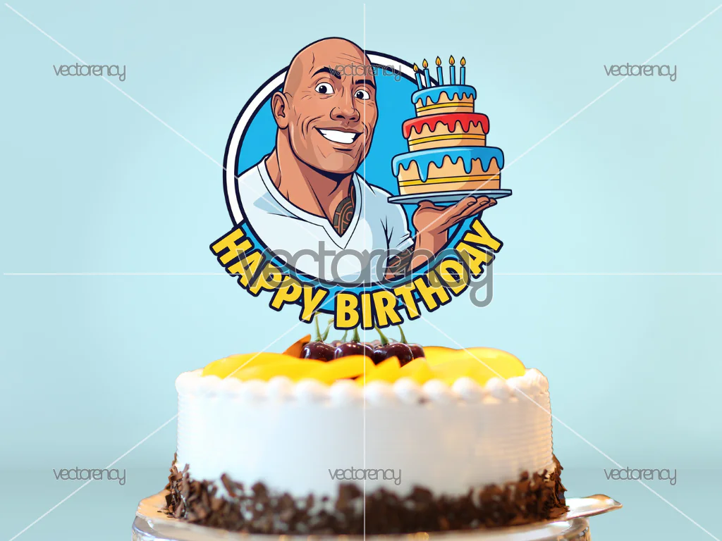 Funny Cake Topper Birthday Printable WWE The Rock