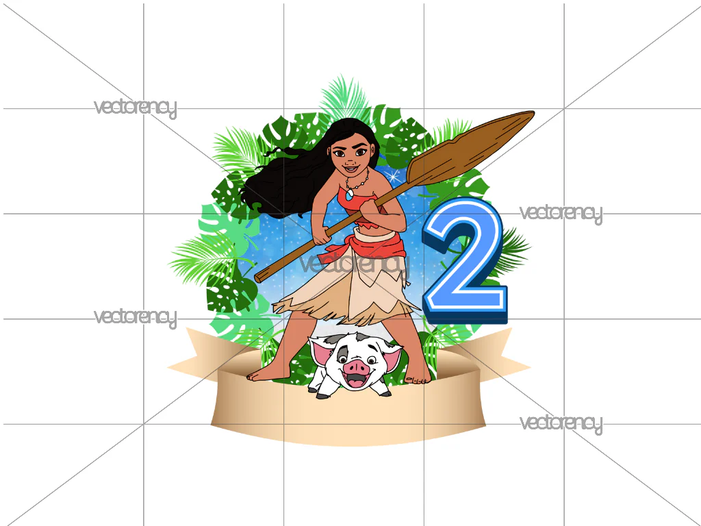 Moana Birthday Cake Topper 2nd PNG