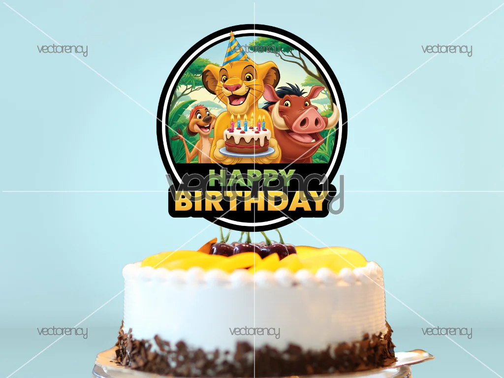 Lion King Birthday Cake Topper Design PNG