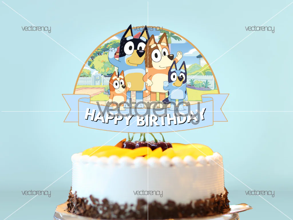 Bluey Cake Topper PNG, Kids Birthday Party Decoration, Bluey Character Digital Download