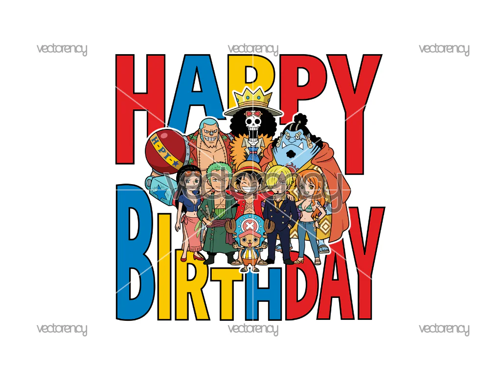 Happy Birthday Anime One Piece Design Cake Topper