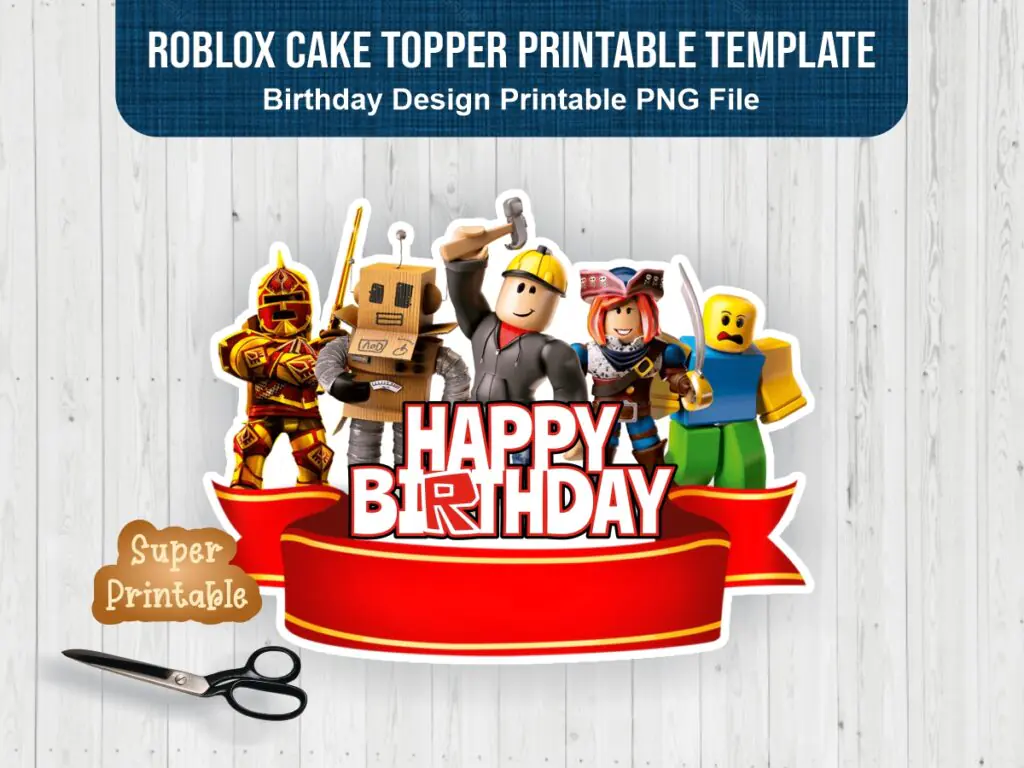 Roblox Cake Topper Printable Template Name, Game Block Happy Birthday