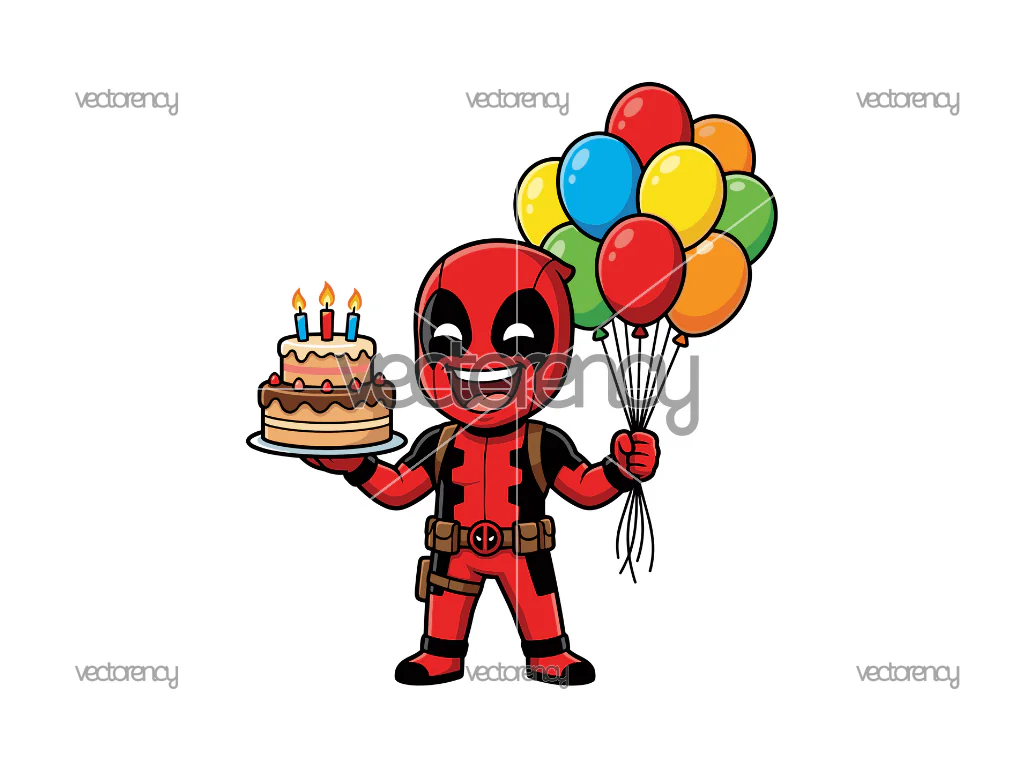 Deadpool Happy Birthday Cake Topper Sticker Clipart Kids