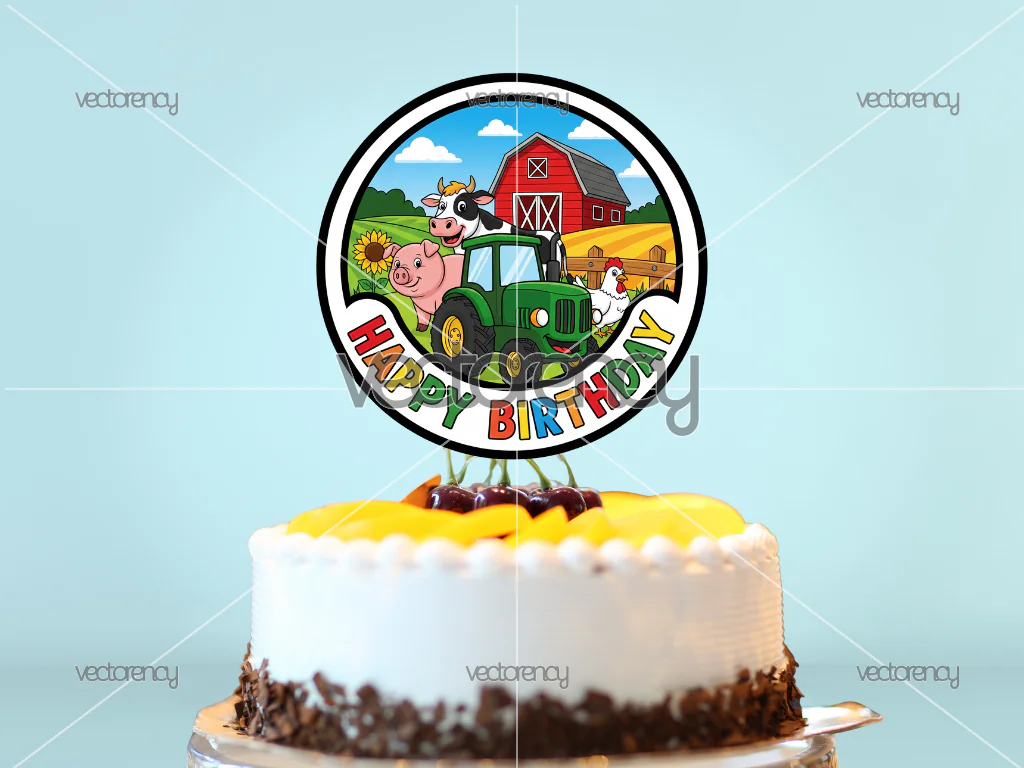 Tractor Cake Topper Birthday Printable Download Farm Animals