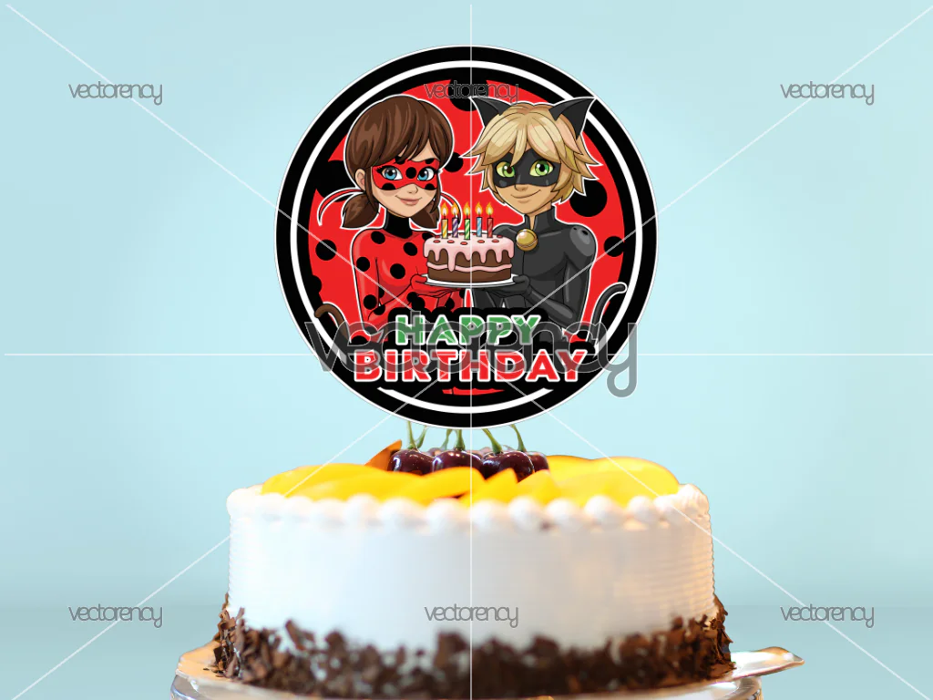 Ladybug and Cat Noir Birthday Design Printable PNG