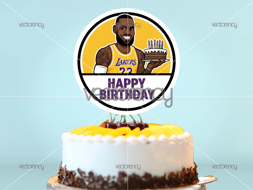 LeBron James Laker Happy Birthday Topper PNG HD Transparent
