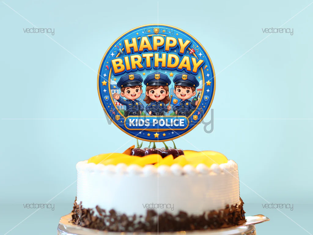 Kids Police Cake Topper Printable PNG Free