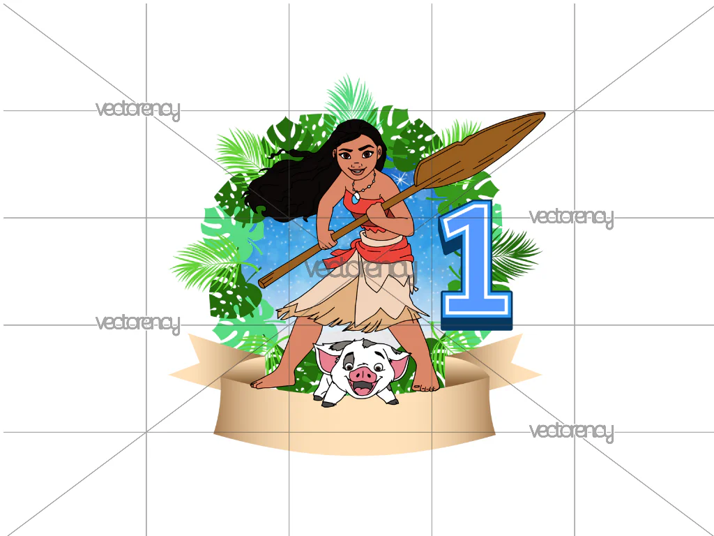 Moana Birthday Printable Cake Topper 1st Template