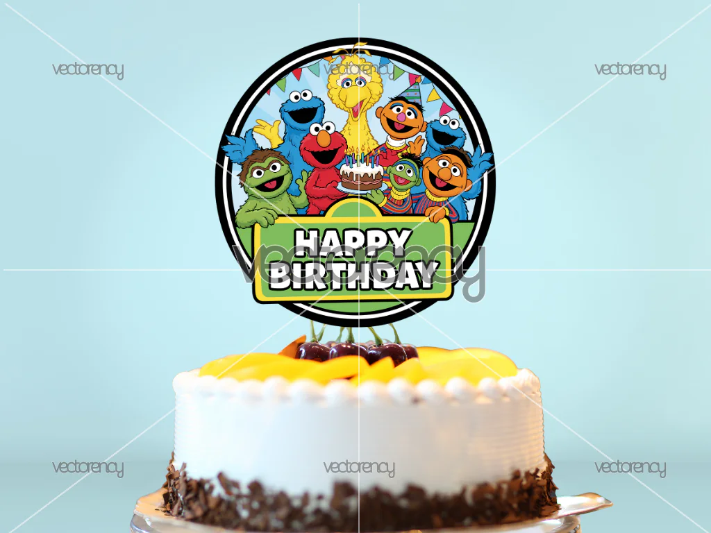 Sesame Street Birthday Cake Topper PNG Download