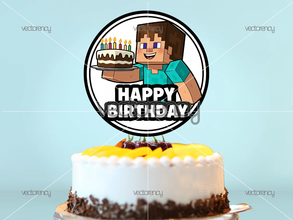 Minecraft Birthday Cake Topper Download HD Transparent