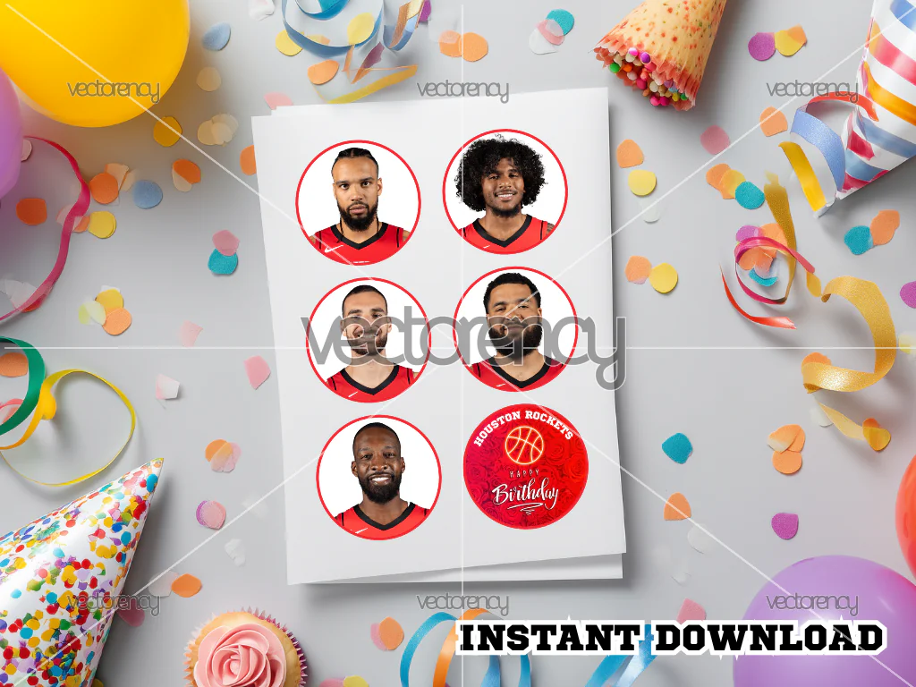 Houston Rockets Birthday Party Toppers Printable A4 and PNG