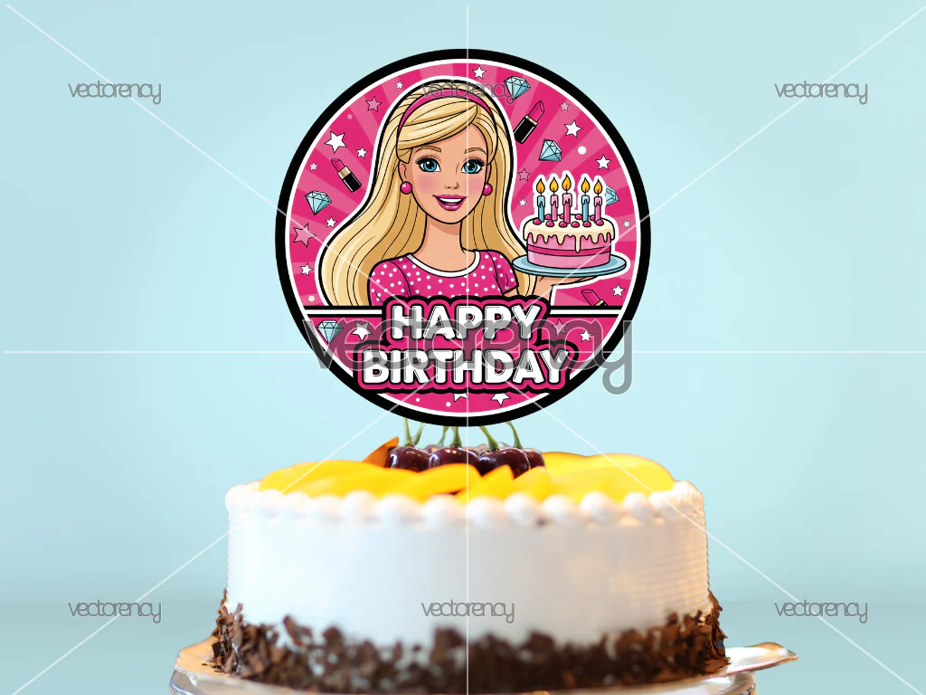 Cute Barbie Cake Topper Birthday Printable