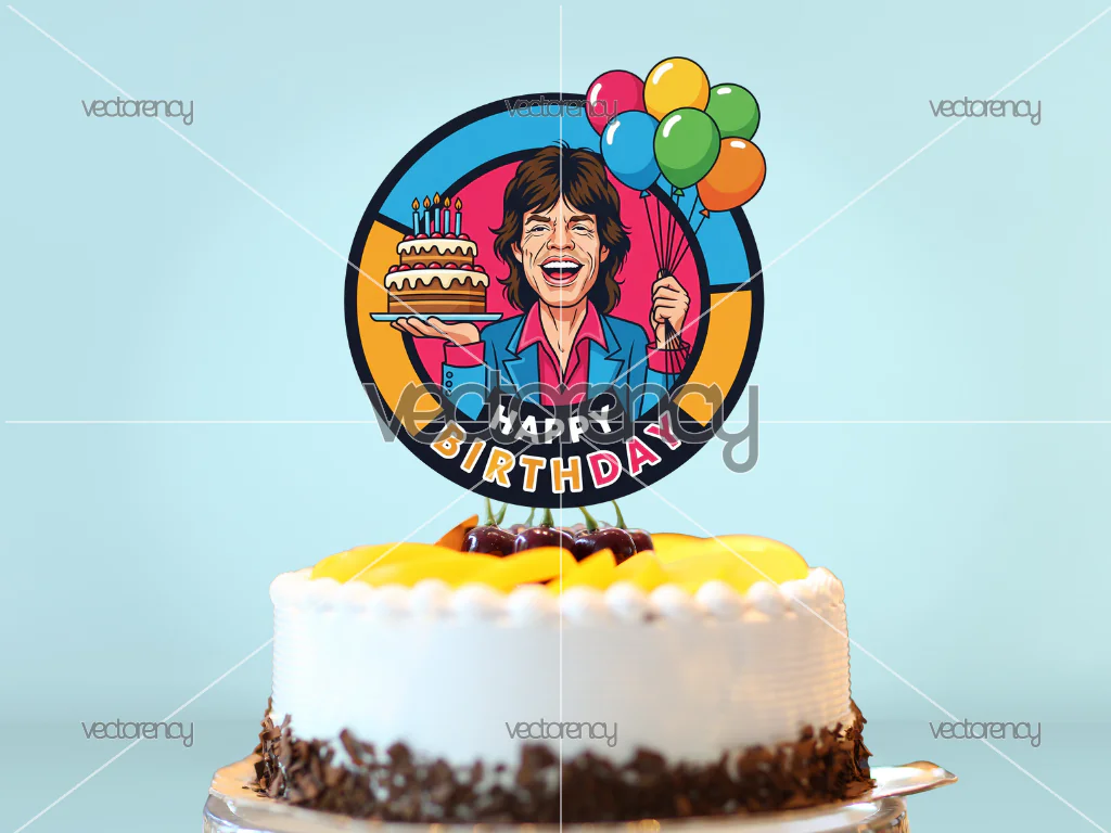 Mick Jagger PNG Birthday Cake Topper Instant Download