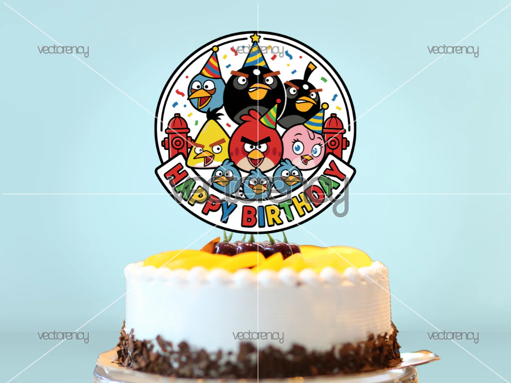 Angry Birds Cake Topper PNG Printable Happy Birthday Image