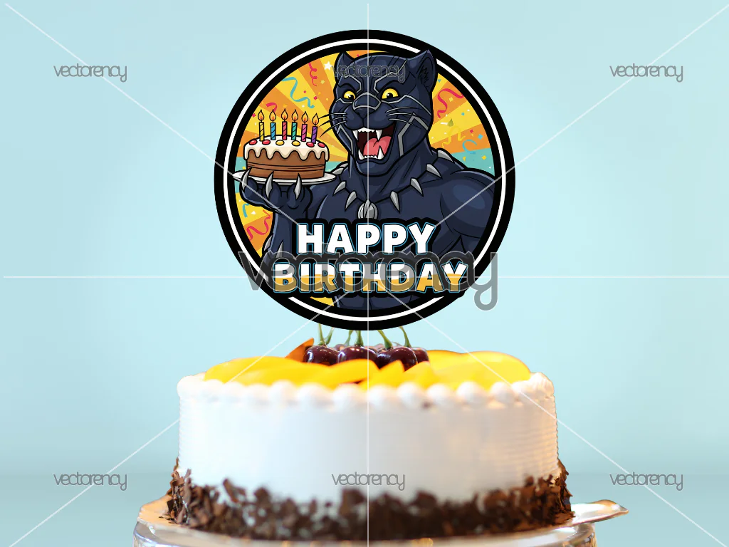 Black Panther Cake Topper Printable Design PNG HD