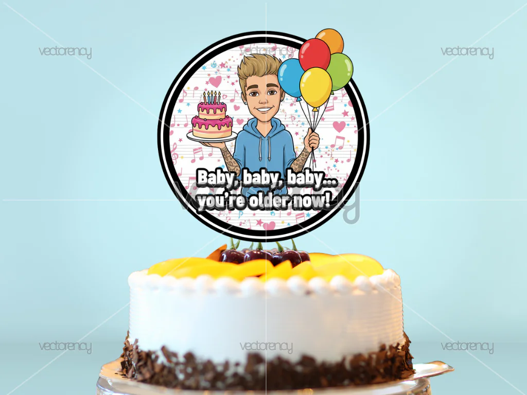 Justin Bieber Cake Topper Image PNG Instant Download Happy Birthday