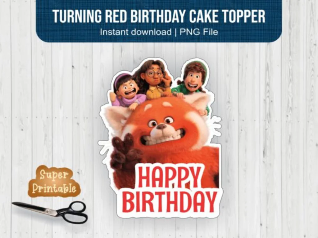 Turning Red Birthday Cake Topper PNG Turning Red Printable