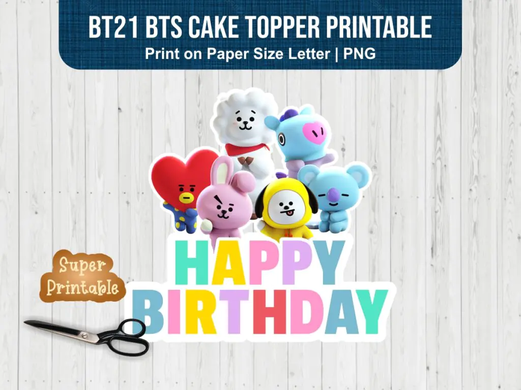 BT21 BTS Cake Topper PNG Printable