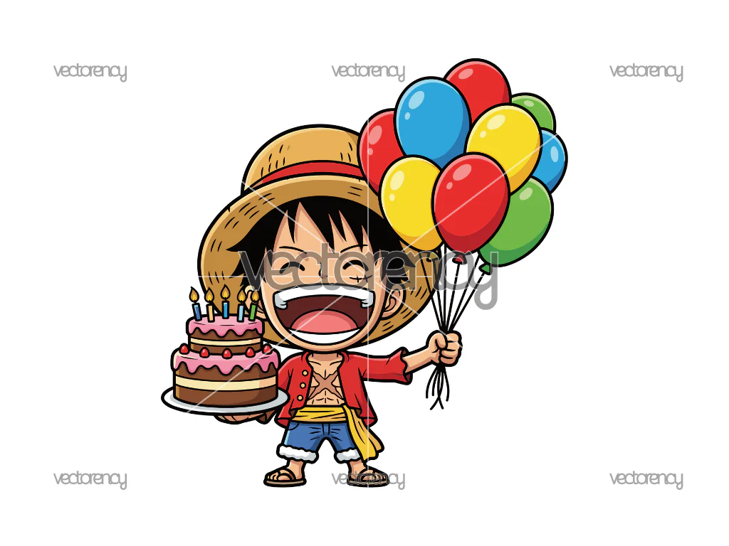 Monkey D. Luffy One Piece Birthday Cake Printable Image Clipart Sticker