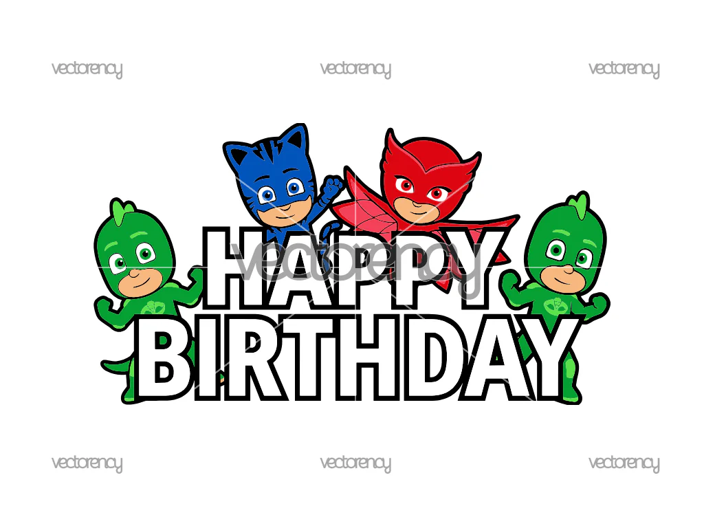 PJ Mask Happy Birthday Printable PNG SVG Digital Download