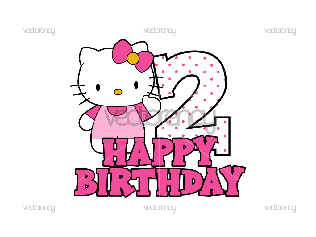 Happy Birthday Hello Kitty 2nd PNG Printable