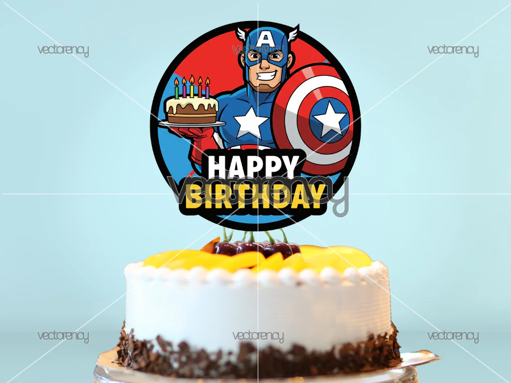 Captain America Cake Topper Printable PNG Design Download