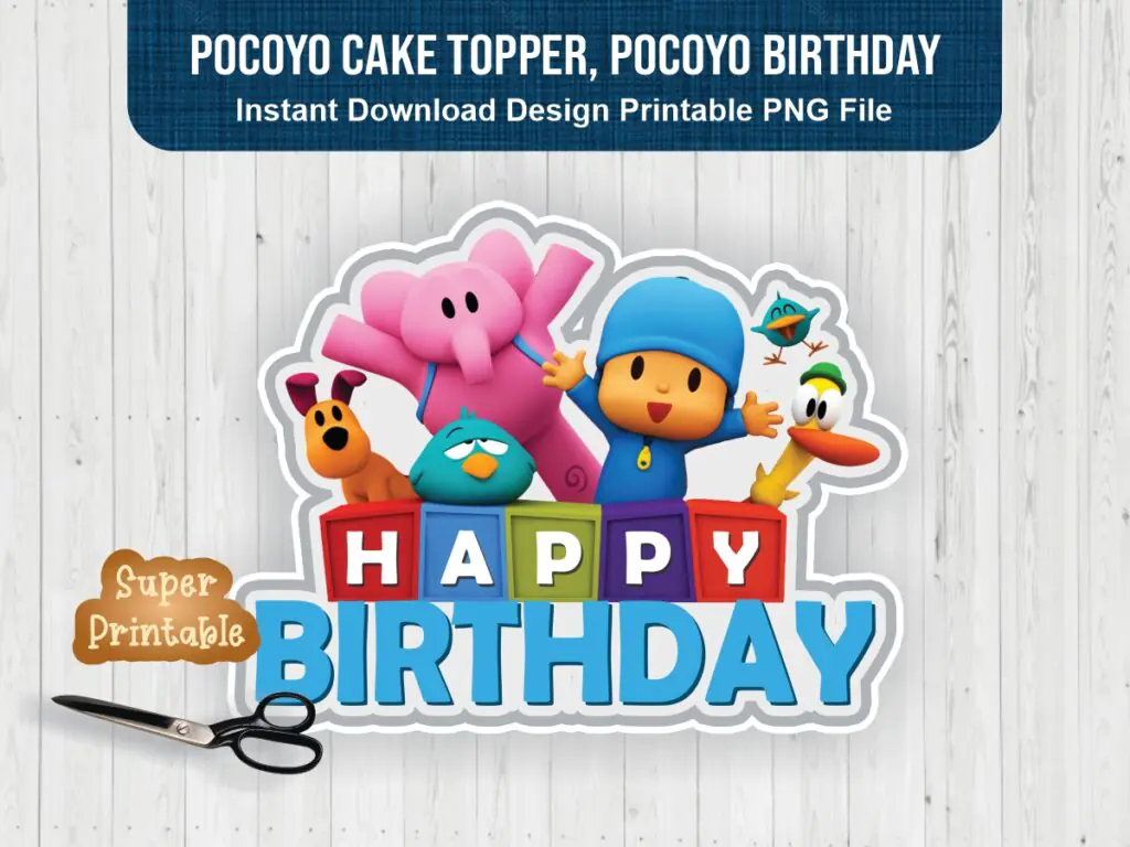 Pocoyo Cake Topper Printable PNG, Pocoyo Birthday