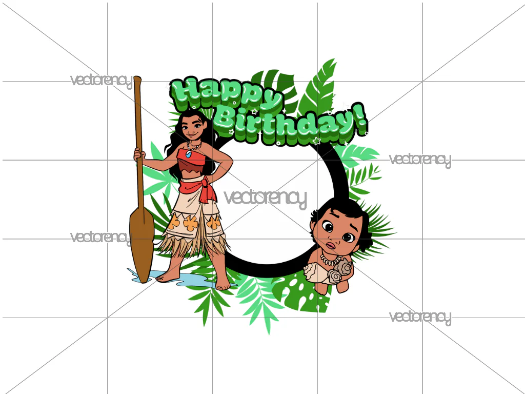 Moana Cake Topper PNG With Number Placement Template