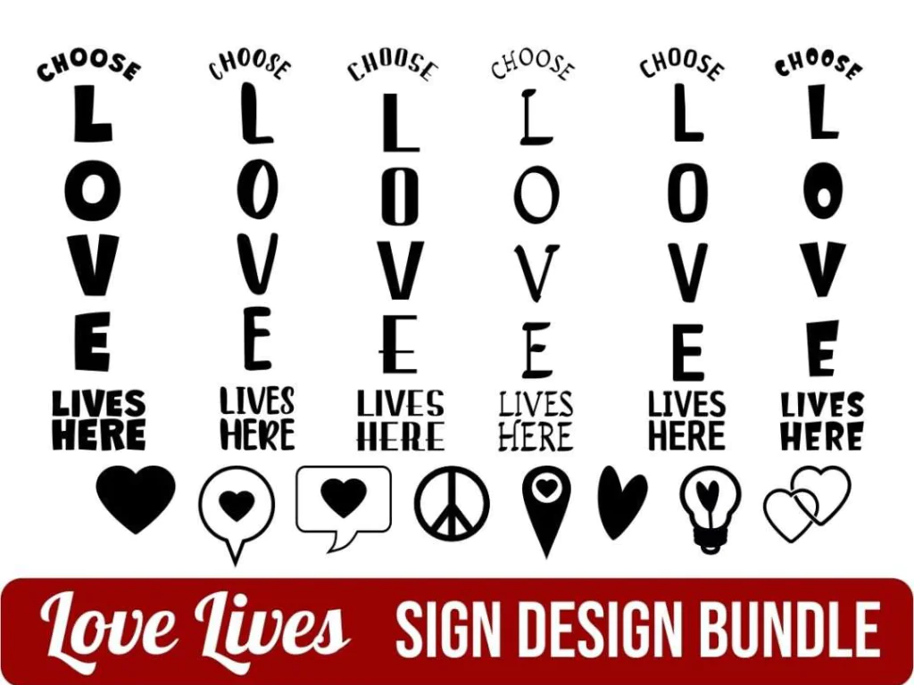 Love Lives Here Verticals Sign SVG