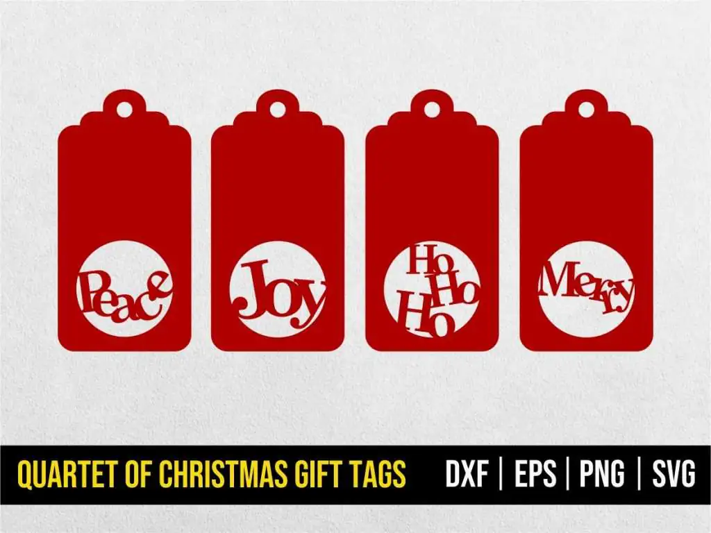 Quartet of Christmas Gift Tags SVG