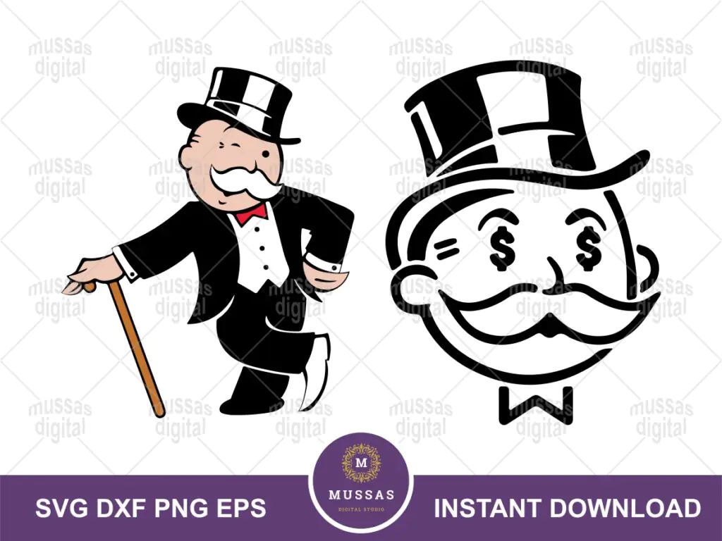 Monopoly Man Cricut SVG, Monopoly Clipart Face