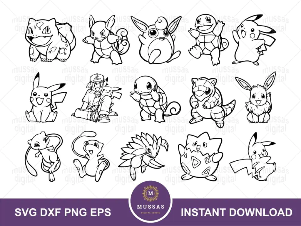 Pokemon Character SVG Bundle Outline Cut File Pokemon Vector Vectorency Pokemon Character SVG Bundle Outline Cut File Pokemon Vector Vectorency