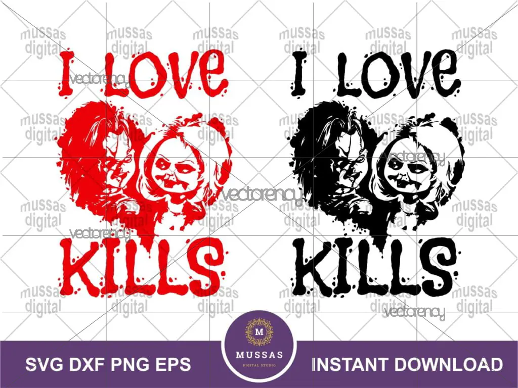 I Love Kills Chucky Doll SVG Chucky and Tiffany