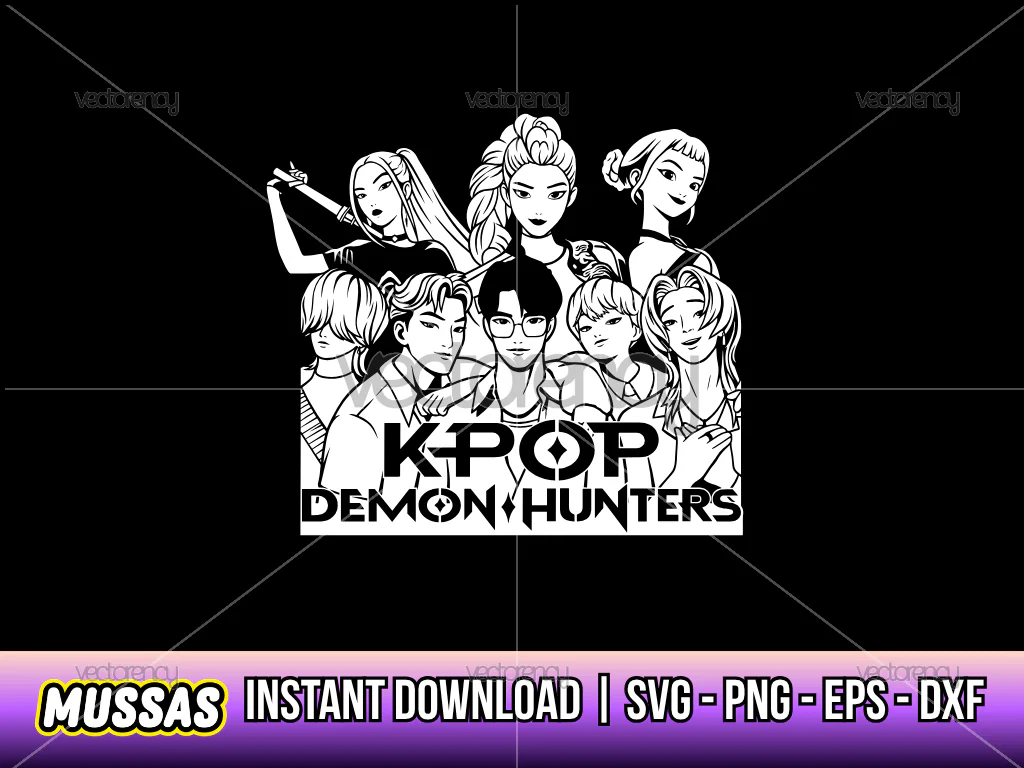 Kpop Demon Hunters PNG SVG Saja Girls Fan Art Mira, Rumi, Zoey Saja Boys Fan Art Huntrix Clipart