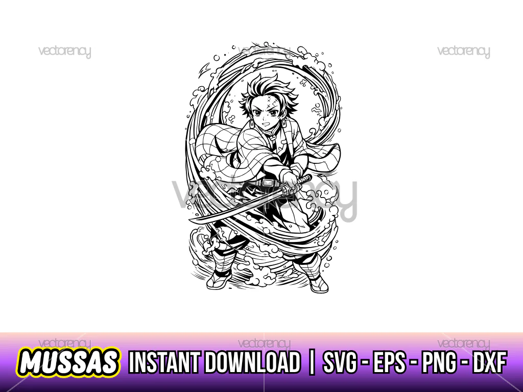 Demon Slayer SVG Vector Outline Anime PNG