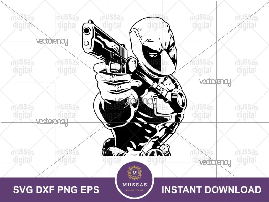 Dead Pool SVG Gun Deadpool Vector Black