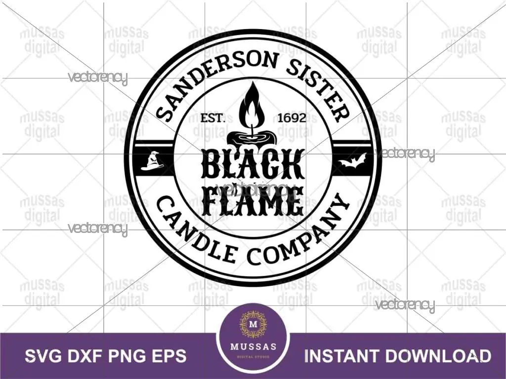 Sanderson Sister Black Flame Candle Company SVG Hocus Pocus Cut File