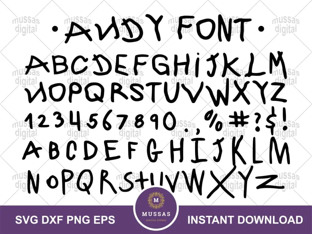 Toy Story Andy Font SVG Cricut Cartoon Cut File Alphabet