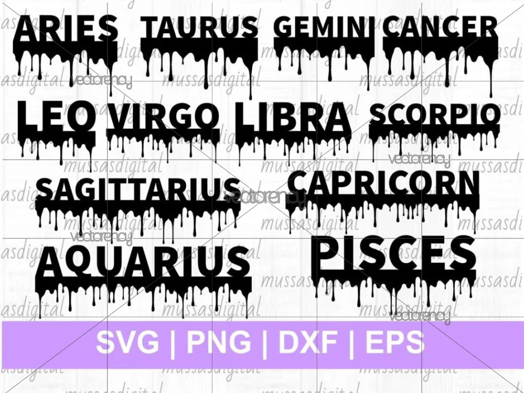 Zodiac SVG Bundle Horoscope Drip