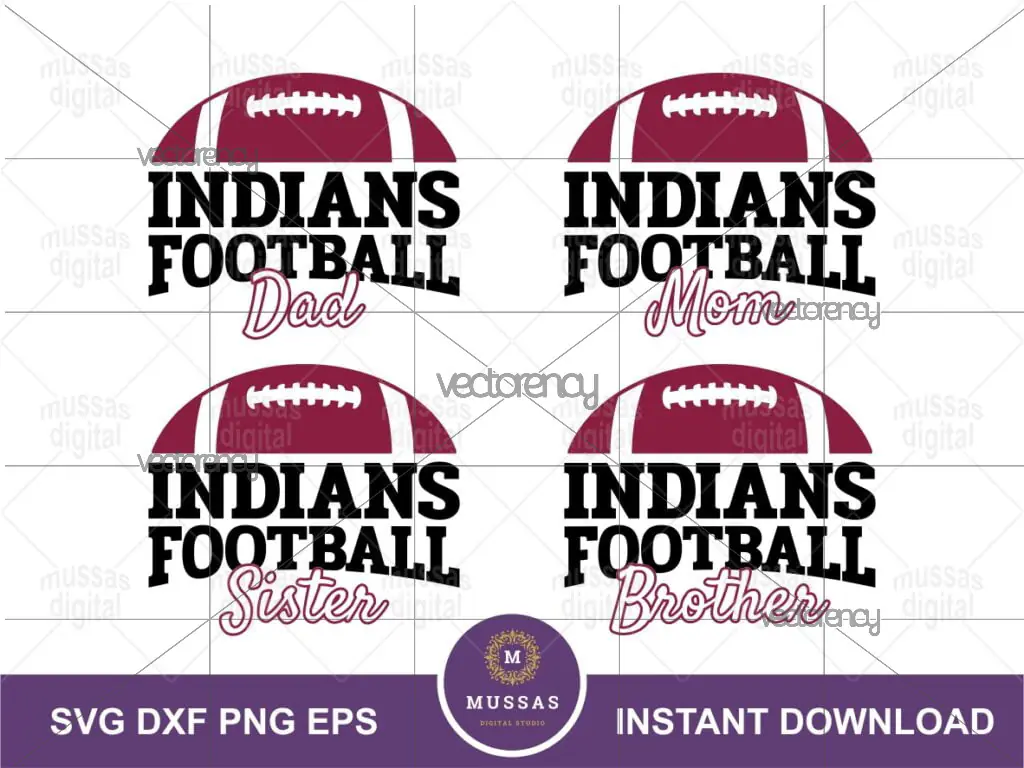 Indians Football SVG Sport Family Shirt Design